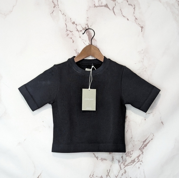 Everlane Seamless Tee Black Shirt Short Sleeve Compression Crop Top NEW - Picture 13 of 14